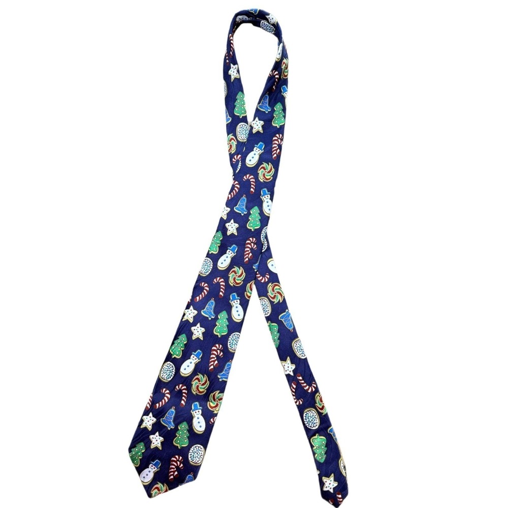 Keith Daniels Silk Tie Christmas Cookies Snowman Trees Candy Cane
